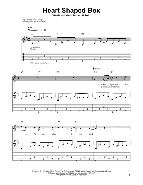 heart shaped box tablature